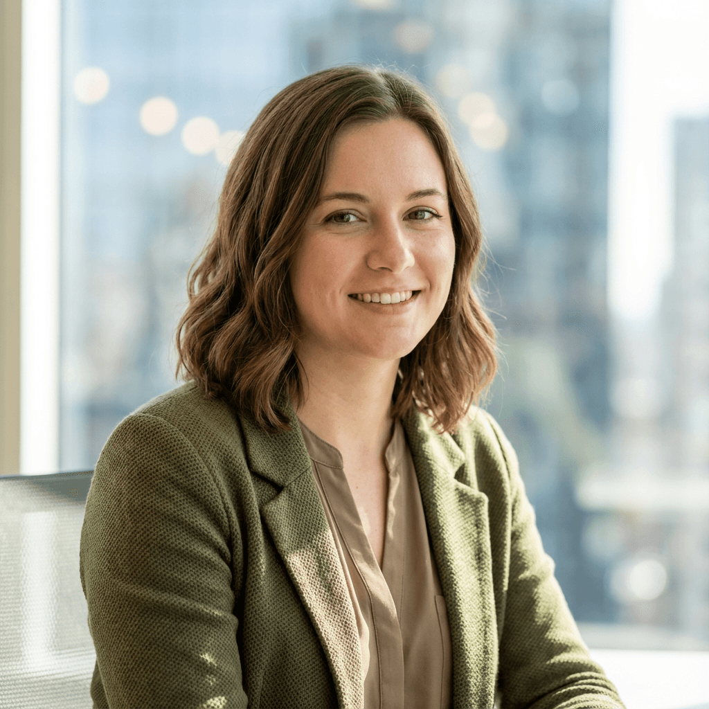 Professional woman in her 40s with a warm and trustworthy demeanor