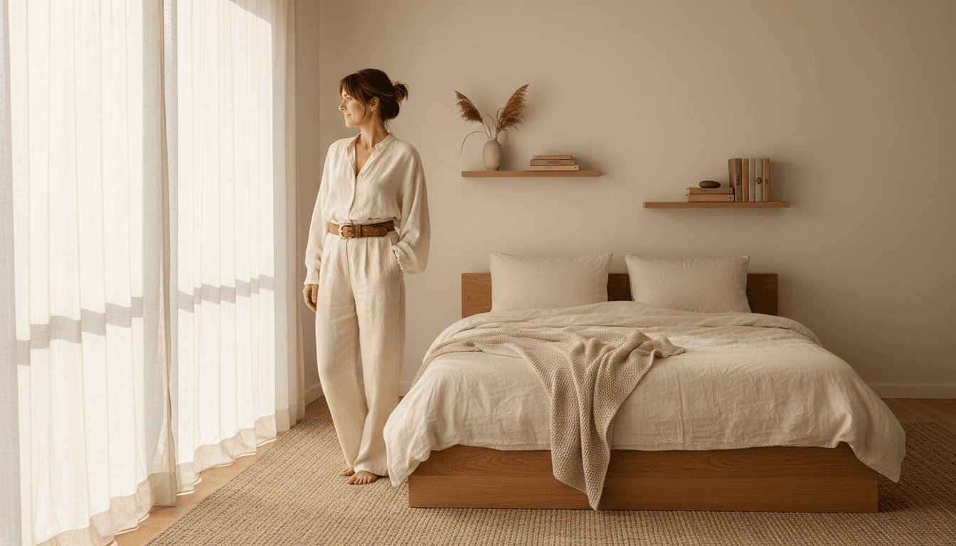 Elegant woman sitting by a bright window in a luxury interior with natural light
